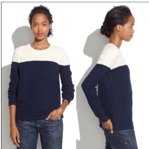 Madewell Navy and Cream Cotton Blend Sweater
